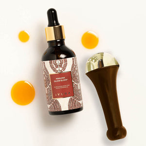 Manjish Glow Elixir with Kansa Wand for Face & Body Beauty set The Ayurveda Experience