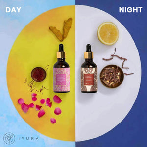 Day & Night Face Oil Duo - Best Moisturizer for Healthy Skin - Ayurvedic Natural Skincare Set Beauty set iYURA